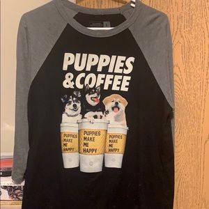 Puppies Make Me Happy baseball tee Size Large
